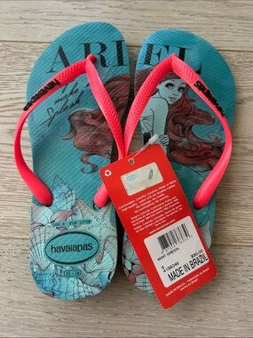 Havaianas Ariel Flip Flops - Mint & Neon Pink Straps